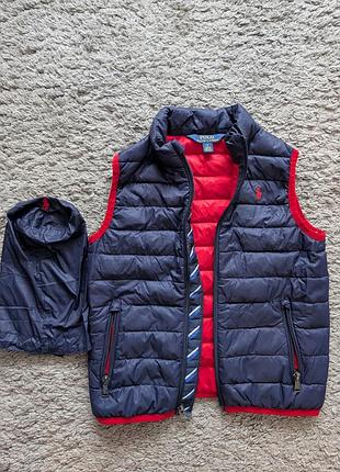 Детская пуховая жилетка polo ralph lauren, size 6 year, состояние идеальный, подмышки 37 длина 47