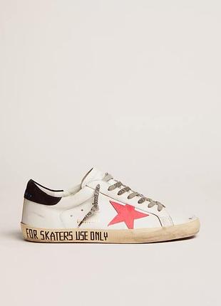 Кеди жіночі golden goose superstar білі з червоною зіркою