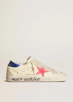 Кеди унісекс golden goose superstar білі з червоною зіркою