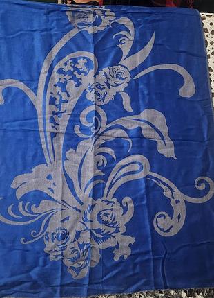 Двусторонний палантин pashmina с роскошным цветочным узором пейсли (огурец), состав- пашмина.