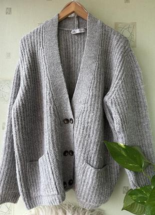 Кардиган жіночий zara оверсайз сірий