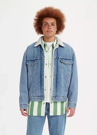 Куртка чоловіча джинсова levi's® silvertab™ sherpa trucker jacket size  l