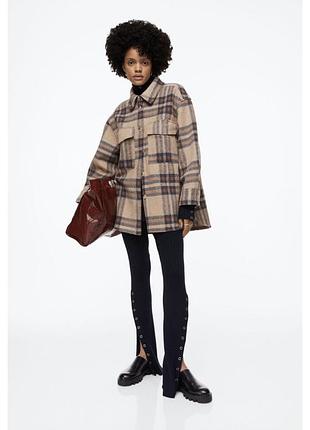 Пальто жіноче h&m у клітинку бежеве