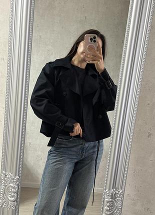Темно-синій укорочений тренч від h&m 2