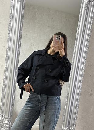 Темно-синій укорочений тренч від h&m 3