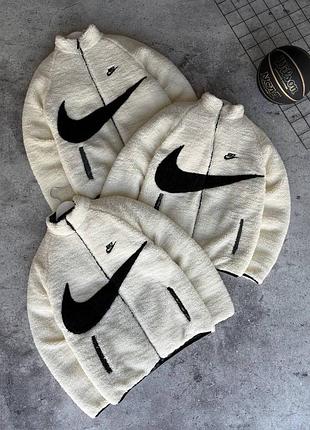 Куртка чоловіча nike плюшева двостороння молочна
