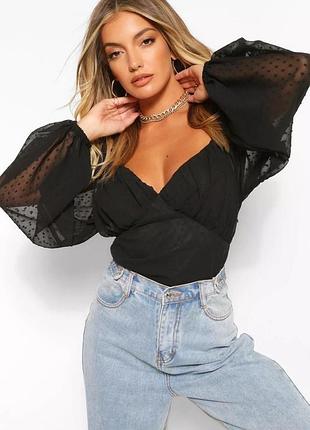 Блуза boohoo с объемными рукавами s-m