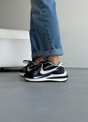 😍 женские кроссовки nike vaporwaffle x sacai black/white