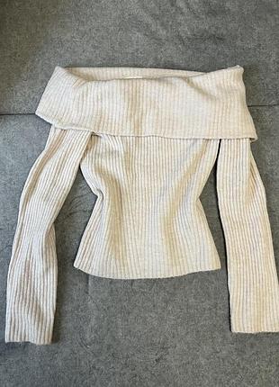 Светр жіночий h&m з відкритими плечима, небесно-рожевий