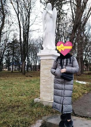 Зимняя длинная куртка цвета металлик 44р
