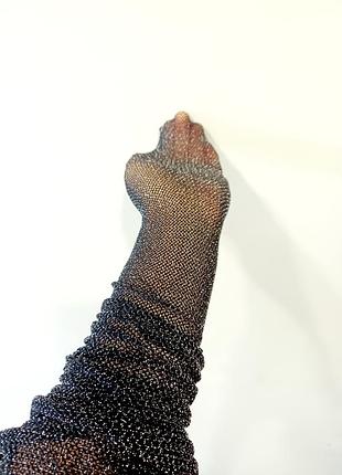 Серебристые колготки в сеточку от falke 2