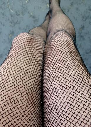 Серебристые колготки в сеточку от falke 4