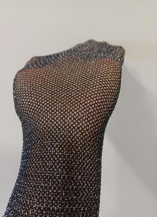 Серебристые колготки в сеточку от falke 7
