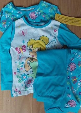 Піжама для дівчинки disney, 2 комплекти, бавовна, бірюзова 2 років