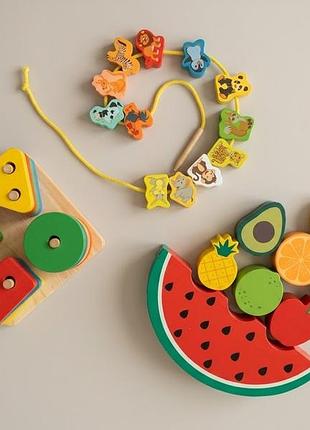 Набір дерев'яних розвиваючих іграшок за методикою монтессорі 🍉🧩