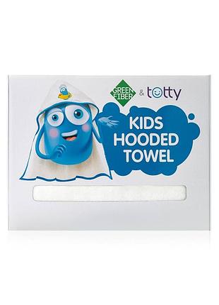 Дитячий рушник з куточком green fiber & totty, біле з блакитним (рожевим) кантом, 80 х 80 см