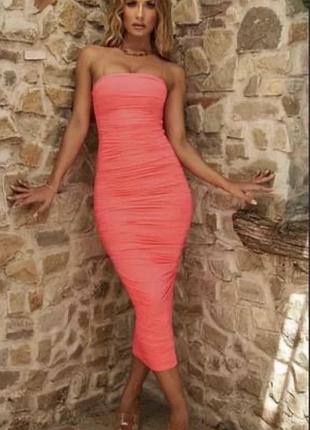 Довга сукня бандо з драпіруванням