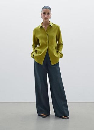 Широкие брюки massimo dutti льняные брюки лён