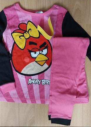 Піжама для дівчинки angry birds рожева, чорна, бавовна