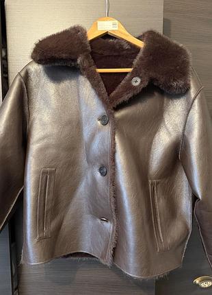 Дублянка жіноча zara двостороння шоколадного кольору