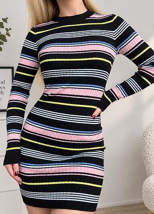 Коротка жіноча сукня h&m у смужку, розмір 34/xs