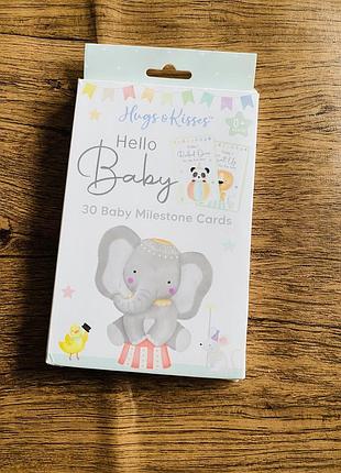 Набір карток для новонароджених hugs & kisses «hello baby» 30 baby milestone cards.
