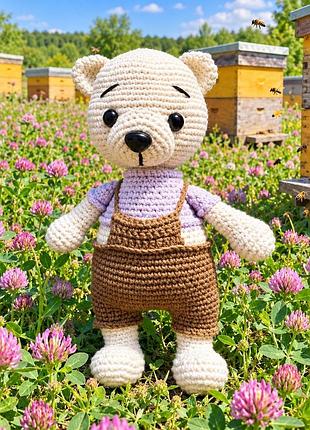 Ведмедик 🐻 более мягкая игрушка вязаная саморучка мягкая из джинсовой пряжи.