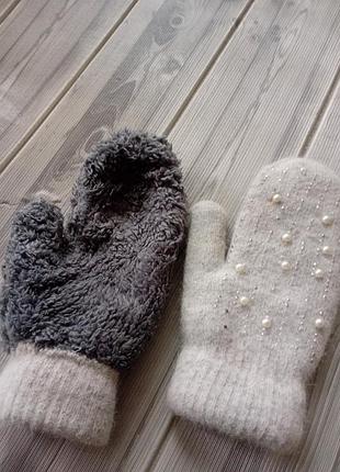 Двойные варежки на меху. 2