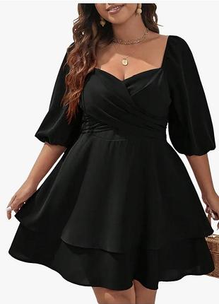 Коротка жіноча сукня a-силуету чорна, розмір xl-xxl