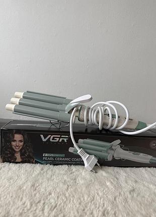 Потрійна плойка-гофре vgr v-595 professional бірюзова