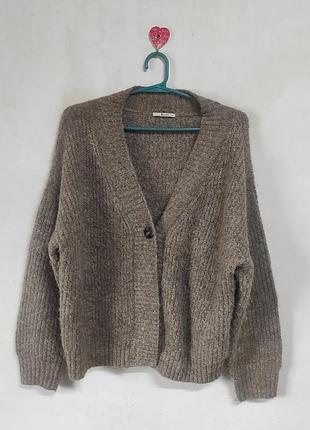Теплый вязаный кардиган oversize xl tu с шерстью