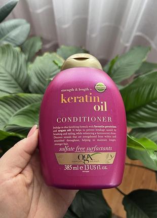 Кондиціонер ogx anti-breakage keratin oil conditioner проти ламкості волосся з кератиновою олією, 385 мл