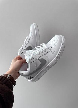 😍 женские кроссовки nike sb dunk low x supreme white/grey