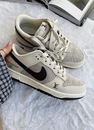 😍 женские кроссовки nike sb dunk low x louis vuitton grey/black