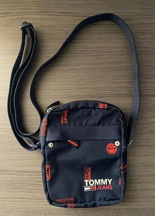 Сумка чоловіча tommy hilfiger через плече, синя