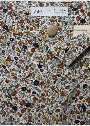 Брюки для дівчаток zara вельветові квітковий принт