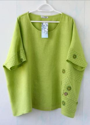 Льняная блуза, туника в стиле бохо, оверсайз new collection, лен