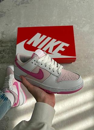 Кроссовки nike dunk low pink white арт 0197