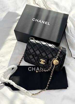 Женская сумка премиум mini 20 classic flap bag in black with gold