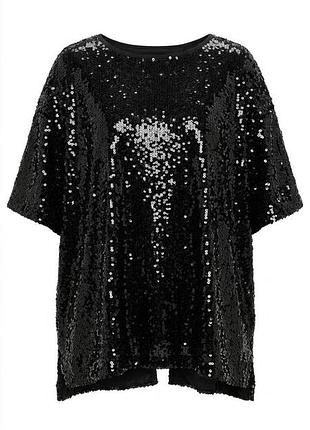 Блуза женская в пайетках boohoo 14 l черная