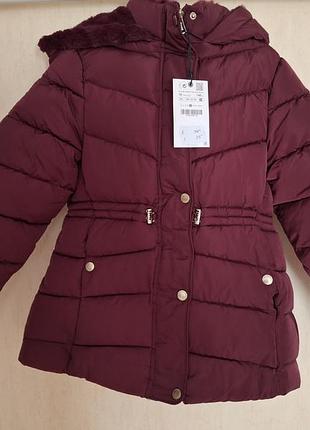Куртка для дівчинки zara бордова зимова стьобана