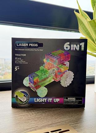 Конструктор laser pegs 6 в 1. трактор