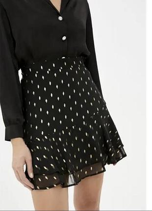 Чорна міні-спідниця m&s collection із золотистим принтом, нова, розмір eur 42