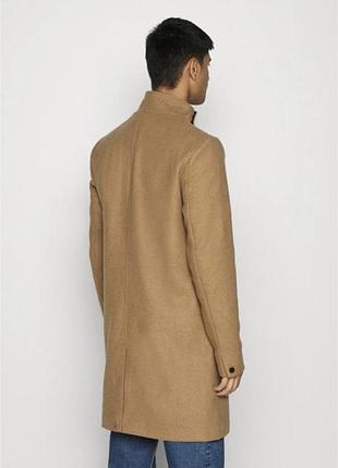 Чоловіче пальто з вовною only & sons (onsoscar coat) — розмір s / camel