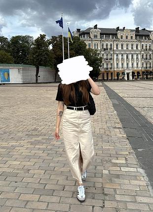 Джинсова спідниця максі, бежевого кольору, 36 розмір
