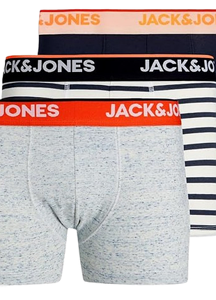 Набор мужских трусов боксеров jack &amp; jones additional 3 шт в наборе, размер s, синие, серый, белый