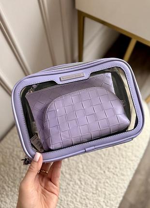 Косметичка жіноча victoria's secret beauty-to-go bag trio lilac woven, бузкова
