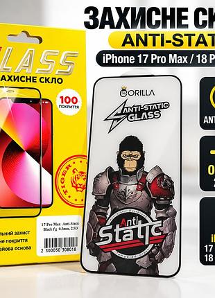 Защитное стекло gorilla anti-static для apple iphone 17 pro max / 18 pro max 0.3 мм, 2.5d, черное