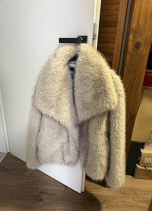 Жіноча шуба zara зі штучного хутра, сіра