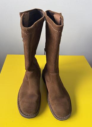 Женские замшевые сапоги clarks,69 5 / eu 38, коричневые, натуральная замша
